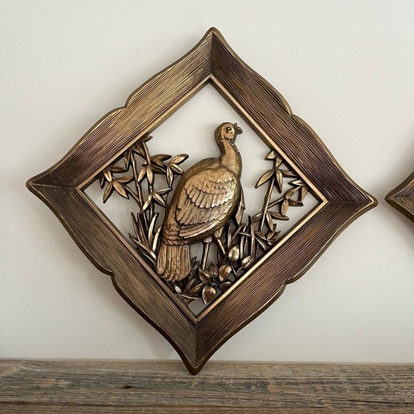 Set of 4 Gold framed pheasant wall art Syrocco - Picture 3 of 9